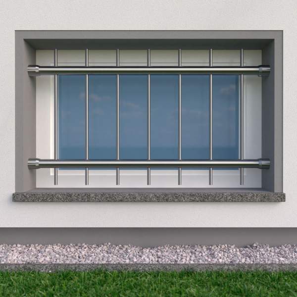 Fenstergitter abnehmbar ø 33,7 mm / Höhe 500 - 899 mm / 2 Gurte